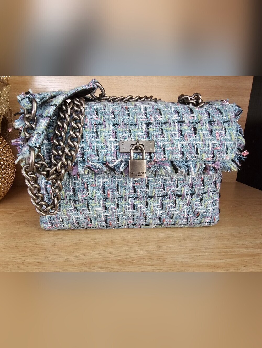 Kurt Geiger Brixton Tweed Lock Shoulder bag.